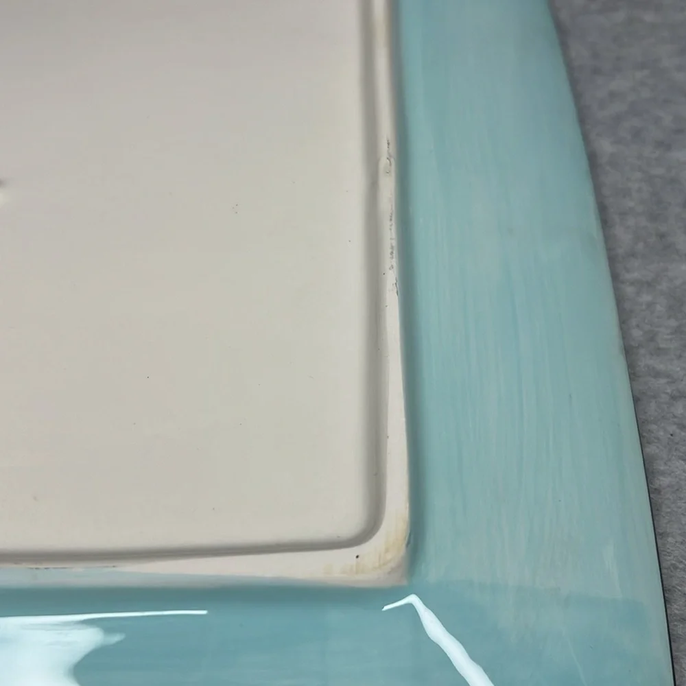 Pier 1 Imports Cassidy Platter Hand Painted Earthenware Brown White Blue Floral